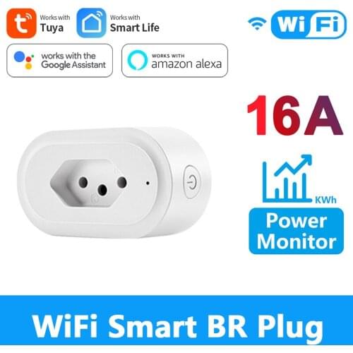 1-4PCs Tuya BR Wifi Plug 16A Power Monitor Timer Socket Outlet Smart Life App Remote Control Works With Alexa Google Home New
