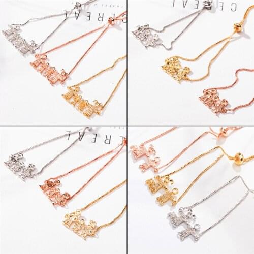 Family Charms Bracelets Dad Mom Daughter Son Crystal Adjustable Open Bracelet Women Girl Fathers and Mothers Day Jewelry Gift