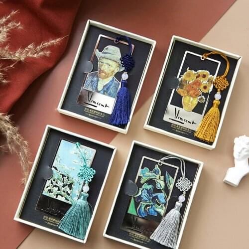 Vintage Painting Flowers Theme Hollow Out Metal Bookmark Box Pack School Office Stationery Gift 1 Piece