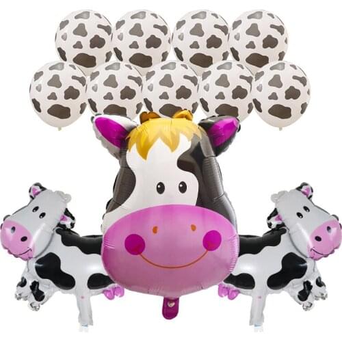 12pcs/set Cow Tiger Zebra Lion Head Birthday Balloons Animal Theme Party Animals Decor 12inch Latex Helium Kid Toys Supplies