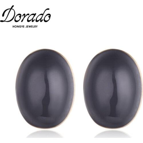 Dorado Retro Black Lacquer Oval Stud Earring for Women Party Simple Fashion Jewelry Brincos High Quality Ethnic Daily Gift