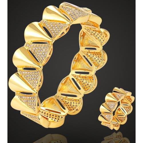 Zlxgirl luxury brand AAA cubic zircon women size bangle ring Sets for women bridal accessory sets fashion wedding bangle sets