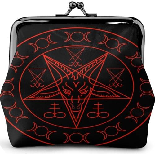 Women Coin Purse Card Holder Wallet Baphomet And Lucifer Metal Frame Change Purse For Girls Small lipstick Coin Bag
