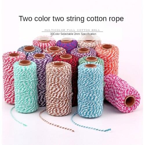 1Roll Double Color Cotton Twine For DIY Handmade Scrapbooking Wrapping Cord Wedding Party Decoration bakery Gift Rope Accessorie