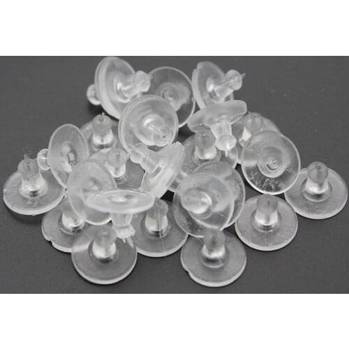 100pcs/lot Earrings Jewelry Accessories Rubber Back Silicone Round Ear Plugging Blocked Plastic Earring Back Stoppers DIY Making