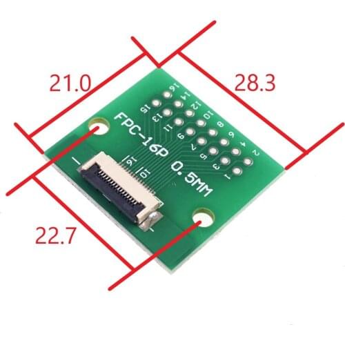 2pcs DIY FPC FFC 16 PIN 0.5mm pitch Connector SMT Adapter to 2.54 mm Space 2.54mm pitch through hole DIP PCB adapter solder