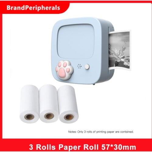 3 Rolls Makeid Non-Adhesive Thermal Paper Roll 57*30mm Receipt Photo Paper for Thermal Printer Compatible with Peripage Poooli