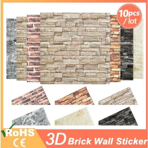 3D Wall Stickers 70*77cm 3D Brick stone pattern Self-Adhesive Wall paper Waterproof DIY 3D Brick Stone Wall Papers for Kids Room