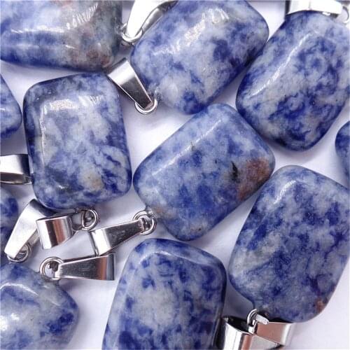 50Pcs 20x16x6mm Wholesale Natural Blue Sodalite Oblong Pendant Bead DIY Jewelry Accessories Earrings S539