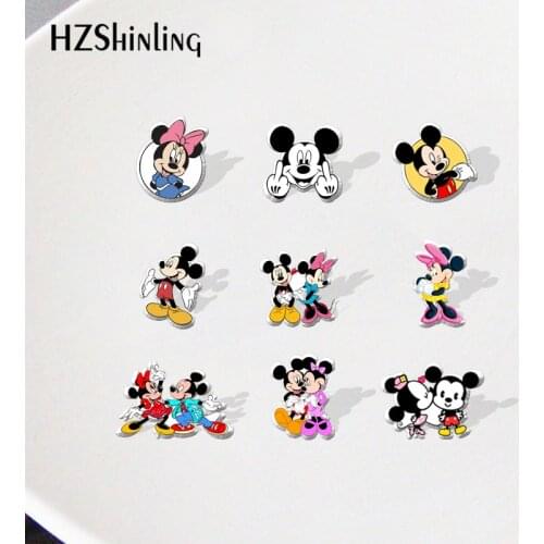 Mickey and Minnie Cartoon Acrylic pins Badges Resin Epoxy Pins Decor for Jewelry Accessories