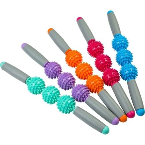 Anti Cellulite Massager Stick 3Balls Anti-Cellulite Trigger Point Stick Body Foot Face Leg Slimming Massage Muscle Roller Sticks