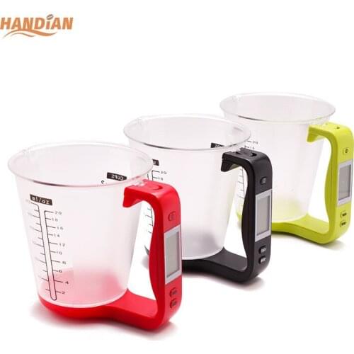 Free shipping 1KG measuring cup scale Kitchen liquid milk food weight measurement measurable temperature Baking scale