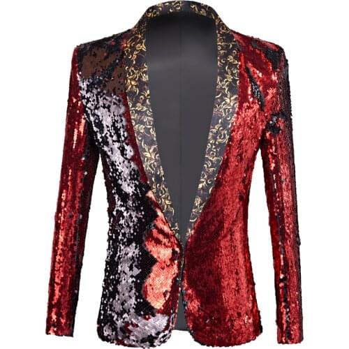 Shiny Shiny Decorated Blazer Jacket for Men Night Club Graduation Men Suit Blazer Homme Cost Sequin DJ Jacket Black Suit Jacket