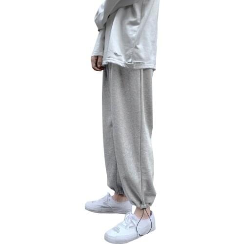 Pure Cotton Autumn New Exercise Casual Pants Loose Korean Style Ankle Tied Wide-Legged Pants Women Running Trousers Breathable