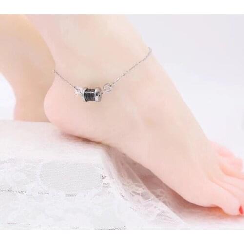 Whole Exquisite Real 925 Sterling Silver Exquisiteness Anklets Cubic Roller Crystle Moon and Star Not Easy Fade Cross Chain