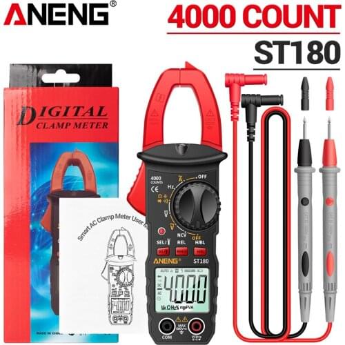ST180 Digital Clamp Meter AC Current 4000 Counts Multimeter Ammeter Voltage Tester Car Amp Hz Capacitance NCV Ohm Test