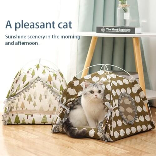 Pet Tent House Cat Bed Portabl Folding Cat Tent Cave for Dog Puppy Outdoor Indoor Portable Linen Pet Dog Tent Supplies