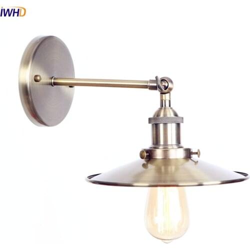 IWHD Brass Color Edison Vintage Wall Lamp Bedroom Stair Bar Loft Style Industrial Wall Light Sconces Wandlamp Luminaire Lighting