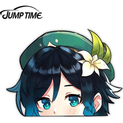 JumpTime 13 x 8.9cm Venti Genshin Impact Peeker Car Decal Interesting Car Stickers Funny Graffiti Sticker Vinyl Material For JDM