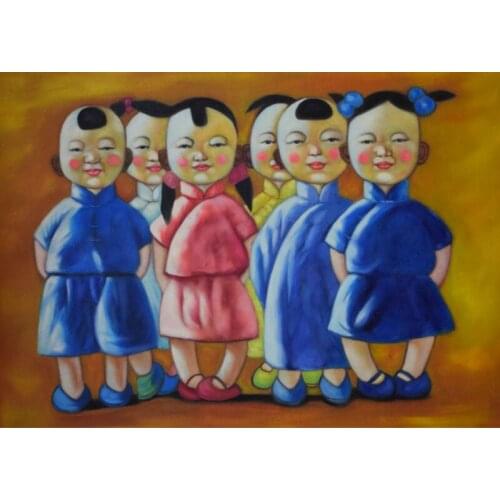 Chinese contemporary Art Painting Hand painted Oil Painting Child theme Wall picture Painting Canvas Modern