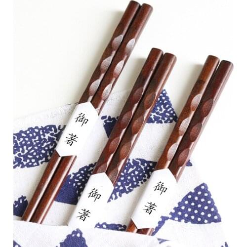 2PCS Set Manual Slice Home Tip Chopsticks Japanese Tortoiseshell Indonesia Ironwood Chopsticks Wooden Chopsticks korean style