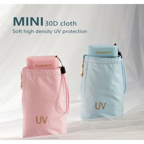 Hot Sale 14cm Mini Umbrella Rain Women Six Folding Pocket Sun Umbrella Travel Small Portable Parasol UPF50+ Anti UV Colorful