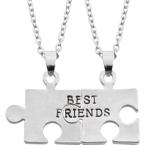 Fashion Jigsaw Necklace Letter Best Friends Puzzle Pendant BBF Unisex Best Friend Forever Necklaces&Pendants Gifts Jewelry