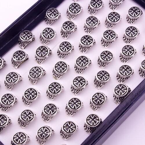 12 Pieces Punk Man Ring Black Male Ring High Quality Jewelry Cross Rings For Men Skull Ring Mix Size:8-11 Free Shipping