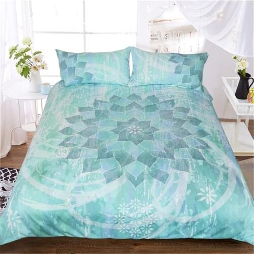 Mandala Bedding Set Queen Soft Bedclothes Twill Bohemian Print Duvet Cover Set with Pillowcases Bed Set Home