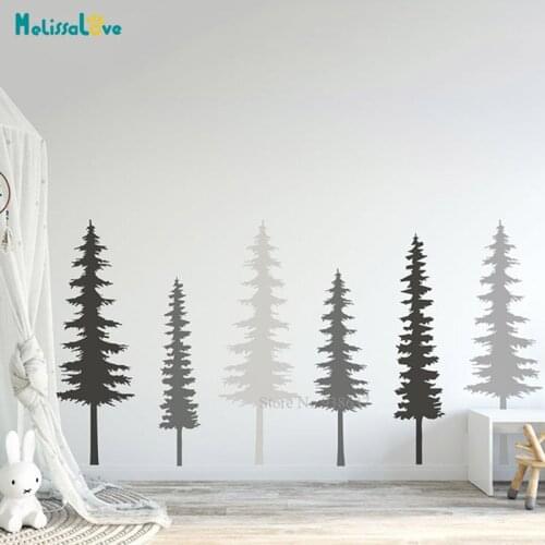 Woodland Adventure 6 Forest Pine Tree Nature Nursery Wall Decor Home Decal Wall Sticker BA481