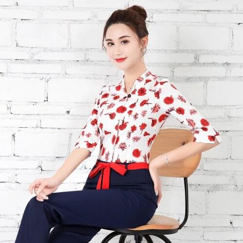 2020 New Spa Beauty Salon Work Clothes, Female Technicians Clothes, Long Pants, Bow Suit