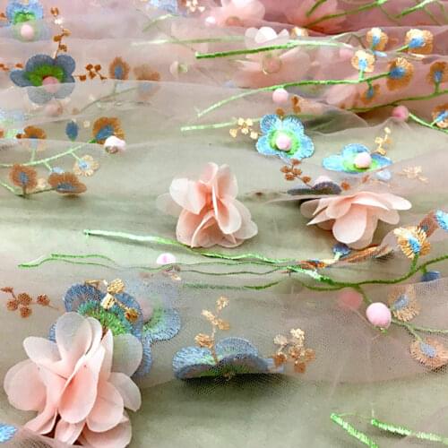 Sided positioning high-grade mesh / lace beads fabric / Sequin embroidery clothing skirt fabric / lace yarn fabric