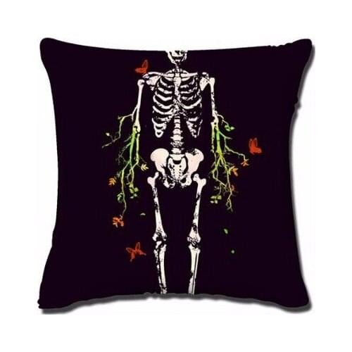 New Arrival Horror Human Skeleton Style Throw Pillow Cover Decorative Two Sides Square Zippered Luxury Printing Pillowcases