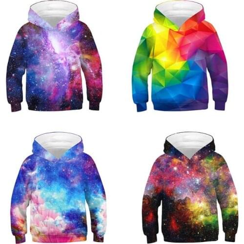 New Boys Girls Hoodies Teens Autumn Winter Outerwear Kids Star digital printing Hooded Sweatshirt Clothes Children Top 5-14Y