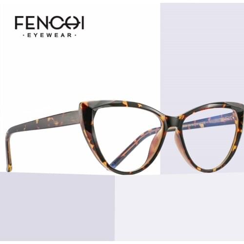 FENCHI TR90 Cat Eye Clear Computer Glasses Anti Blue Light Blocking Glasses Frame Filter Transparent Gaming Goggles Eyewear