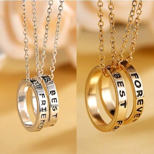 Friendship Card Couple Necklace for Women Men Engraved Best Friend Letters Circle Round Pendant Necklace Friends Forever Jewelry
