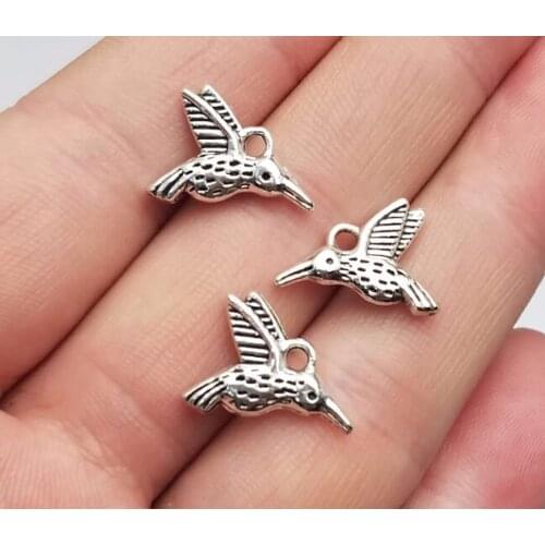 30pcs/lot--19x15mm, bird cham,Antique silver plated Hummingbird charms,DIY supplies, Jewelry accessories