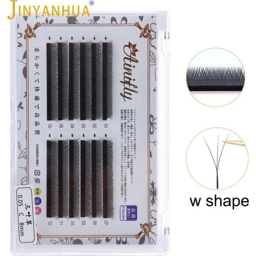 3D W Shape Eyelash Extensions 0.05mm Loose Premade Fans Volume Lashes Auto Blooming Clover Eyelashes Easy Fan