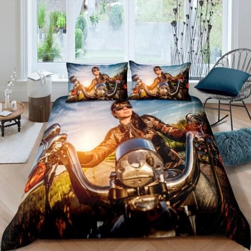 Home Textiles Luxury 3D Motorcycle Print Duvet Cover Set 2/3 Pcs Pillowcase Kids Bedding Set AU/EU/UK/US Queen and King Size