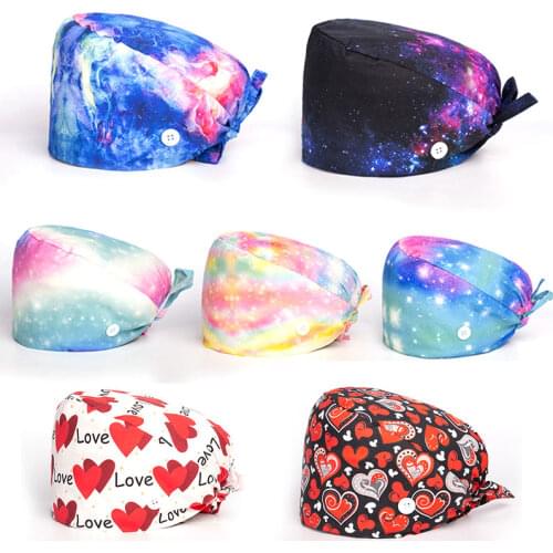 Womens Operating Room Hats Pharmacy Nursing Cap Laboratory Pet Shop Doctor Hat Surgicals Hat Unisex Floral Operating Room Hat