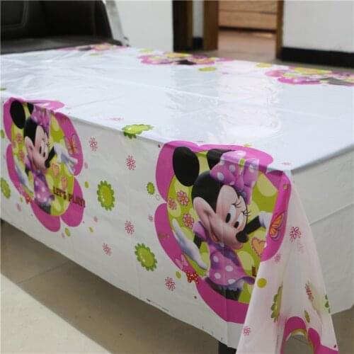 180*108 cm 1pc Minnie Mouse Theme Table Cloth for Kids Happy Birthday Party Decoration Table Cover Event Party Supplies