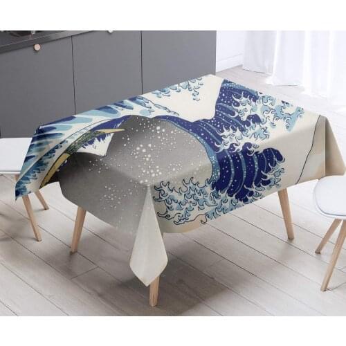 Great Wave Kanagawa Tablecloth Table Cover Picnic Blanket Waterproof Washable Polyester for Outdoor or Indoor Kitchen Dining
