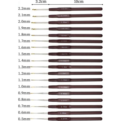 1pcs 0.5-2.2mm Crochet Hook Aluminum Alloy Knitting Needles DIY Yarn Weave Needles Craft Kit Sewing Tools Accessories Gold Head