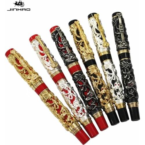 High quality Iraurita Fountain Pen Full Metal Golden Clip Jinhao Dragon Luxury Pens Gift Caneta Stationery Office School Supplie