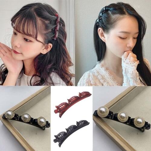 Pearls Rhinestone Double Layer Bands Hair Clip Hairbands Fashion Plastic Braided Headband Punk Womens Headwear Hair Accessories