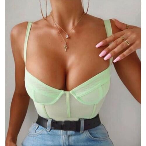 Women Bralette Corset T-shirt Club Party Female Clothes Spaghetti Strap Top Camis Sleeveless Tank Tops Sexy Vest Bra Crop Tops
