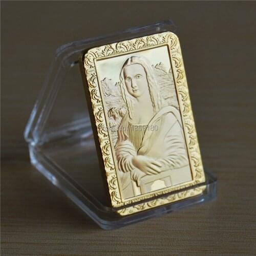 2014 New arrival Leonardo Da Vinci Mona Lisa 1 oz 24 k gold plated Jesus bullion bars / coins , 20 pcs /lot free shipping