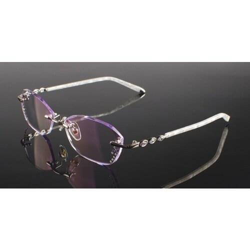 2019 Hot Sale Limited Pure Titanium Eyeglasses Frame Diamond Cutting Fashion Lady Glass Eyewear Decorations Optical Glasses