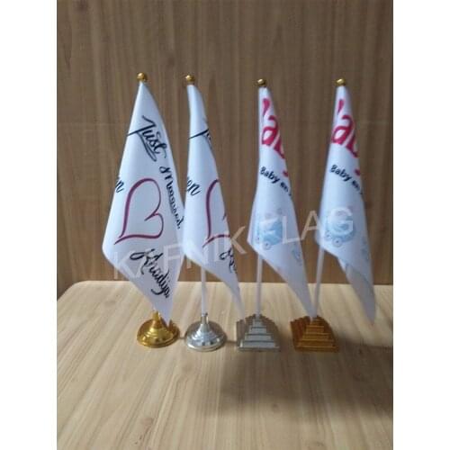 KAFNIK,5/10pcs a lot custom any table desk flag banner 14*21cm flag /Plastic flags or suction cups for your choice free shipping