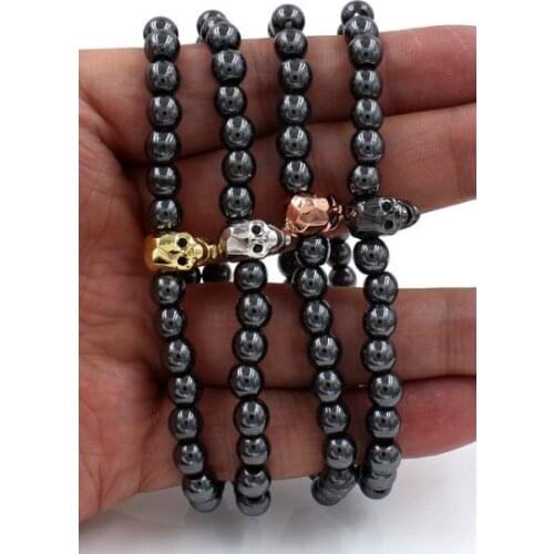 6mm tujr gold silver Copper cz zircon cubic zirconia elastic adjusted stone hematite agate Onyx Buddha Prayer Yoga Bracelet